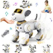 VATOS Robot Dog Juguete con Control Remoto para niños - Perro Robot Interactivo Tocar y Seguir con 17 Funciones, Música de Baile programable RC Perro Robot Juguete para niñas de 3 a 12 años - Dorado - Ver 2