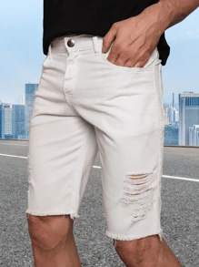 Men Denim Shorts - trắng - Xem 2