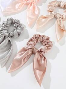 6pcs Ladies Hair Ties, Simple Solid-Colored Bunny Ear For Daily Use, Bunny Ears Scrunchies Hair Ties Ponytail Head Accessories Elastic Band - Multicolor - View 5