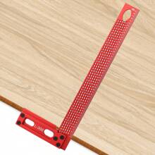 One Piece Red 300mm Woodworking Cross Calibration Ruler Precision T-Type Ruler Scribing Marking Gauge,Aluminum Alloy Height Gauge Measurement Tools - Red - View 1