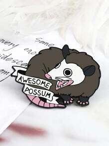 超棒負鼠搪瓷胸針,可愛動物胸針,女性男性衣服針式徽章,珠寶配件禮物,適合朋友