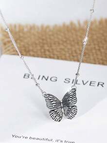 1 件 925 純銀蝴蝶形項鍊,適合日常佩戴、禮物、結婚紀念日和高端派對