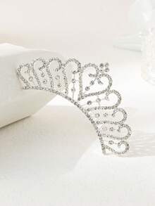 1 Peineta De Amor De Corona, Tiara De Princesa Versátil De Estrás De Niños - Plateado - Ver 4