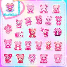 50pcs Pink Bear Doodle Stickers - Multicolor - View 5