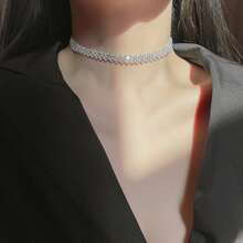 1 stuk In de mode Strass Chokerketting In Roze , Blauw , Paars , Goud En Zilver , Geschikt Voor Dames Naar Draag Feestjes En Dagelijks leven