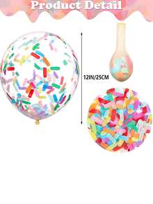 20 件 12 吋閃閃發光的冰淇淋和多色五彩紙屑氣球適合生日派對、婚禮、迎嬰派對、聖誕拱門裝飾