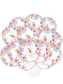 20 件 12 吋閃閃發光的冰淇淋和多色五彩紙屑氣球適合生日派對、婚禮、迎嬰派對、聖誕拱門裝飾