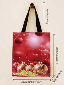1pc Christmas Pattern Digital Print Canvas Bag Gift for Christmas - Grey - View 2
