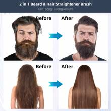 VIKICON Beard Straightener, 30s Quick Heat Beard Brush For Men, Mini Hair Straightening Combs W/Negative Ions, Portable/Fast/Anti-Scalding Hot Styling Tool For Long Medium&Short Beard, Gift For Men - Blue - View 4