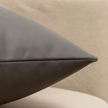 1pc leather-like waterproof cushion cover 45x45cm design faux leather decorative pillow cover for sofa livingroom decor pillowcase - Grey - View 5