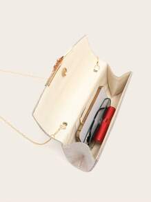 Women's Sparkling Shiny Envelope Clutch With Detachable Chain Strap - Champagne - View 9