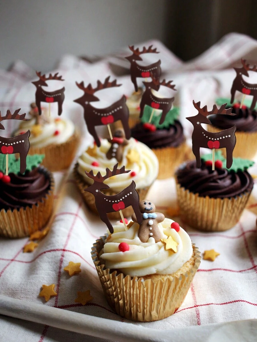 12 cái Giáng sinh Trang trí bánh Đối với Sa mạc & Bánh nhỏ Trang trí - Nhiều màu - Xem 1