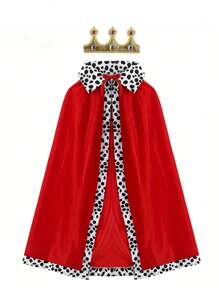 Disfraz De Túnica De Rey/reina Príncipe Para Niño, Capa Larga De Terciopelo Rojo, Capa De Rey Real Medieval Con Conjunto De Corona - Rojo - Ver 1