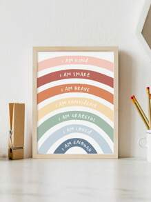 1pc Rainbow Positive Affirmation Canvas Print, Kid's Room, Nursery Or Classroom Wall Art, Frameless