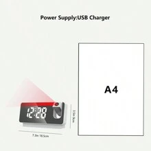 Projection Alarm Clock Smart Creative Multifunctional Lde Luminous Clock Projection Digital Clock For Living Room And Bedroom - White - View 7