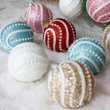 聖誕樹裝飾掛飾-七彩球、泡沫球、閃光球 8 公分聖誕球吊墜聖誕裝飾