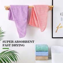 1入組超吸水快速干燥吸水髮巾,帶鈕扣 - 粉色 - 查看 7