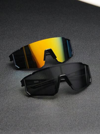 2 件男士塑料运动环绕式运动眼镜，带有 Y2k 细节，适合日常佩戴、拍照、购物、骑自行车、滑雪等。街头遮阳配件、学校海滩配件眼镜遮阳镜海滩玩具轻松舒适休闲装户外骑行眼镜，适合夏季海滩度假、户外、旅行