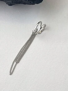 1 Miếng Đúng mốt Tua Chuỗi Vòng bít tai - Bạc - Xem 2