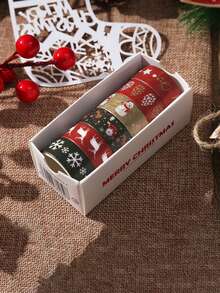 6捲創意聖誕&和紙膠帶套裝,卡通diy花邊材質裝飾可愛的相簿貼紙膠帶