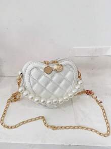 Nuevo Bolso Pequeño Con Forma De Corazón Bordado Para Niñas, Bolso De Mano De Perlas De Moda Para La Pequeña Princesa
