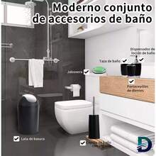 Accesorios Baño Set De Regalo De Plástico Mate De 6 Piezas - Negro - Ver 5