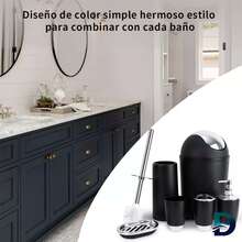 Accesorios Baño Set De Regalo De Plástico Mate De 6 Piezas - Negro - Ver 8