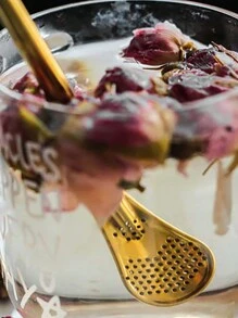 1 件 304 不锈钢吸管勺，创意两用花茶浸泡勺，适用于咖啡、茶和花草茶、厨房、圣诞礼物 - 金色 - 查看 3