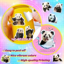 50 件熊貓貼紙,逼真的熊貓設計貼花,適用於剪貼簿、筆記型電腦、滑板、水瓶和裝飾品 - 黑與白 - 查看 5