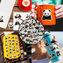 50 件熊貓貼紙,逼真的熊貓設計貼花,適用於剪貼簿、筆記型電腦、滑板、水瓶和裝飾品 - 黑與白 - 查看 8