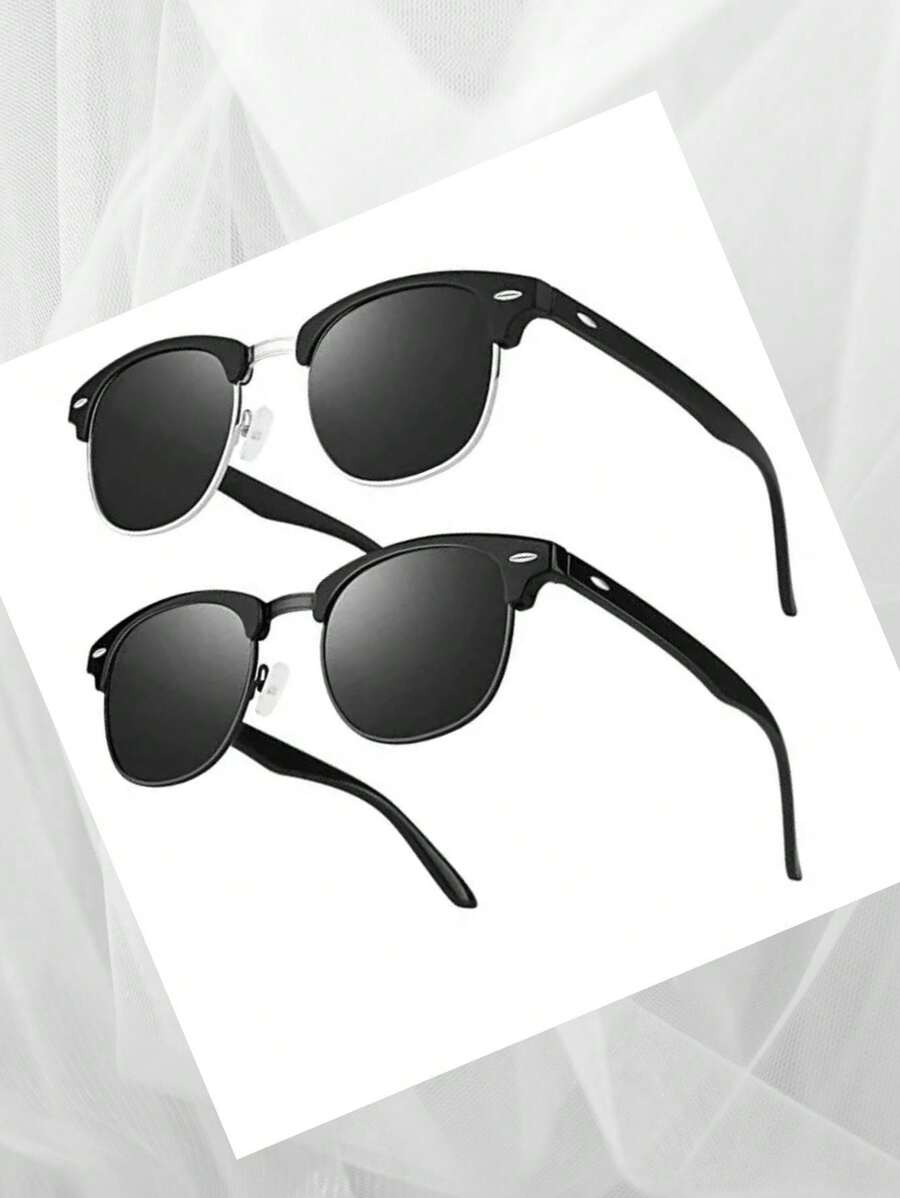 2 Fashion Tornasol Sunglasses Uv400 For Men And Women - 黑色 - 查看 1