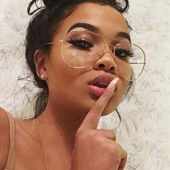 1 Pair Fashionable Metal Classic Retro Aviator Clear Lens Glasses For Men And Women