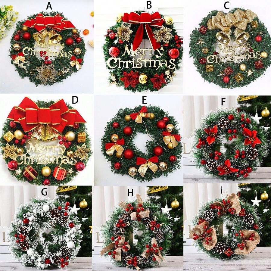 1pc 30cm Christmas Decoration Wreath For Door, Window And Venue Decor - Multicolor - View 1