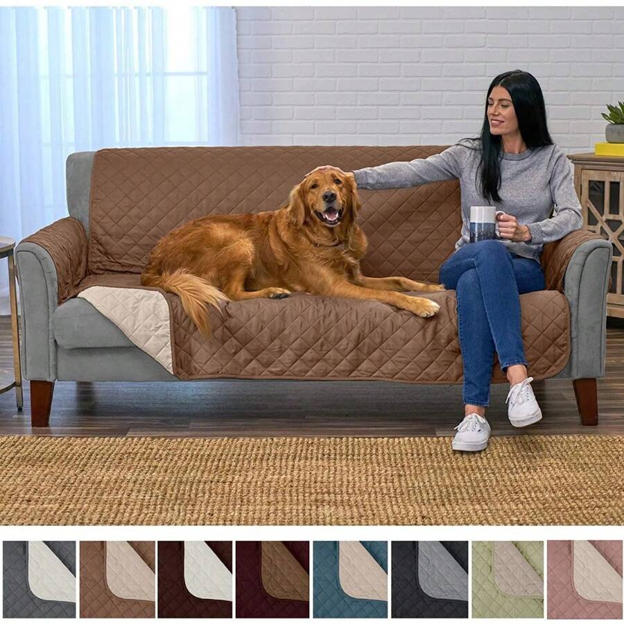 Solid Color Waterproof And Wear-resistant Pet Sofa Cushion, Anti-biting And Anti-scratching Sofa Blanket - Grey - View 1