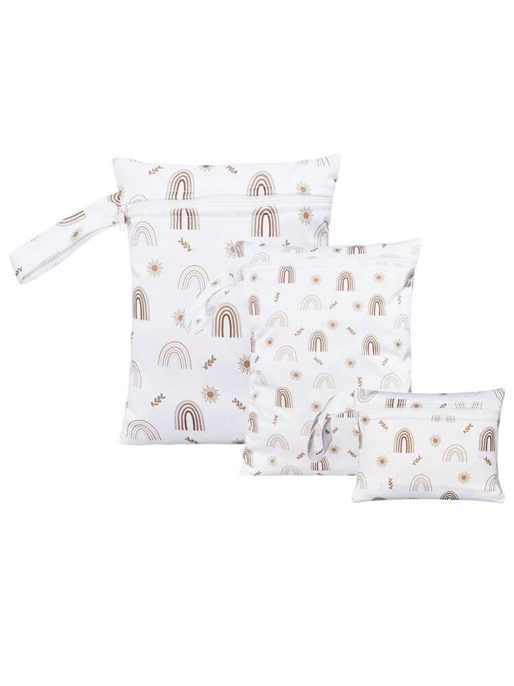 3pcs Rainbow Floral Pattern Baby Diaper Wet/Dry Bag / Storage Bagbaby Shower Family Decorations Gifts - Multicolor - View 1