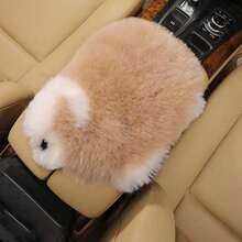 1 Pieza Almohadilla De Apoyabrazos De Coche De Felpa - Negro - Ver 6