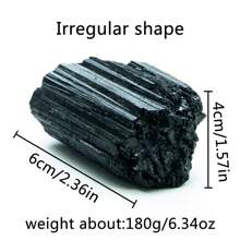 AierCrystal 天然黑色碧玺砾石原矿石不对称水晶矿物岩石标本装饰收藏消除磁性最佳礼物 - 黑色 - 查看 5
