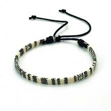 新款時尚手工編織女式友誼手鍊,復古波西米亞條紋和花卉面料男士腕帶首飾