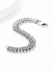 ZG YING ZHOU ZGYZ 1pc Fashionable Unisex Stainless Steel Centipede Chain 18K Gold Color Bracelet, Versatile For Couples, Wedding, Party Gift, Simple Middle Eastern Handmade Chain Bracelet