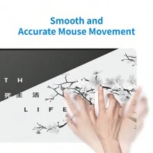 黑白日本櫻花遊戲滑鼠墊,31.5x11.8 吋防滑橡膠底座滑鼠墊,縫合邊緣,適合辦公室家庭遊戲 - 多色 - 查看 3