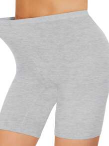加大码女士平角内裤，女士平角短裤，防摩擦短裤，适合搭配连衣裙和骑行裤 - 灰色 - 查看 3