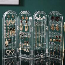 1 Pieza Soporte Plegable De Exhibición De Joyas Multifuncional De 4 Paneles Con Gran Capacidad - transparente - Ver 5