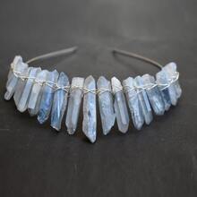 1 Pieza Corona / Tiara De Cristal Áspero Mate Azul Bebé / Gris - Celeste - Ver 3