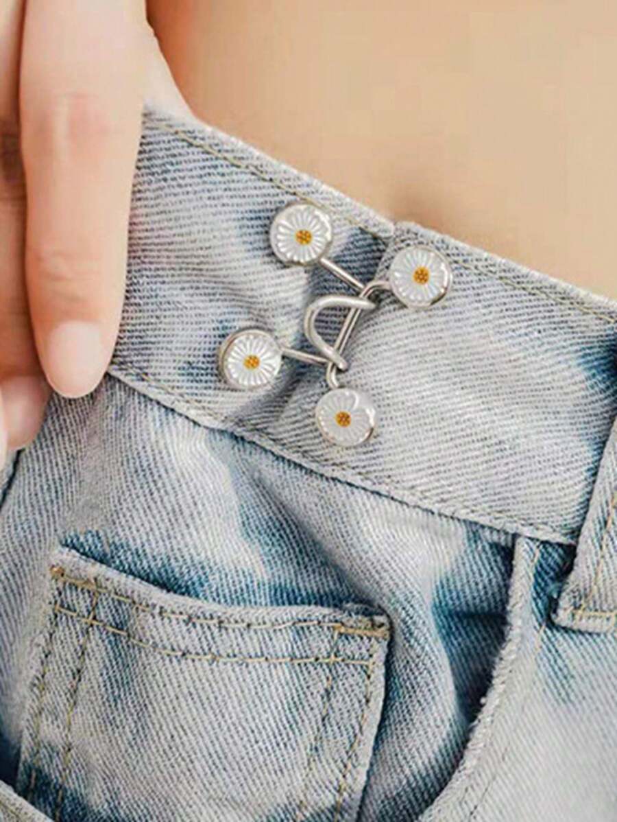 1入韓式風格鋅合金清新可愛雛菊腰扣 - 白色 - 查看 1