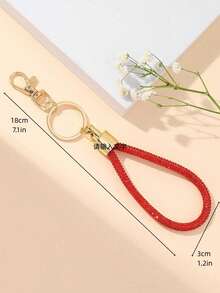 1件大紅色鑽石裝飾手繩袋吊墜,適用於背包,錢包,禮品,女孩日常使用