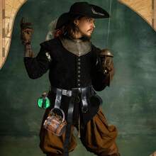 5入組中世紀腰帶文藝復興配件維京皮革腰包,臂甲匕首套,药瓶,肩部護甲,手環,胸針,瓶