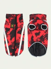 秋冬寵物衣服 大狗加厚保暖反光外套+衣 適合戶外活動 紅色 - 紅色 - 查看 2