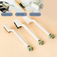 1套廚房瓦斯爐清潔刷,包括瓦斯爐刷、油煙機縫隙刷、油汙和鋼絲球清潔工具