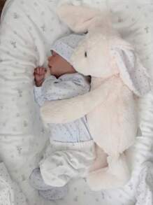 18inch Full Body Soft Silicone Reborn Baby Doll Bath Toy Lifelike 46cm Newborn Dolls Flexible 3D-Painting Skin Tone And Veins Premie Boy Sleeping Baby (Not Including Blanket Or Plush Rabbit Toy)