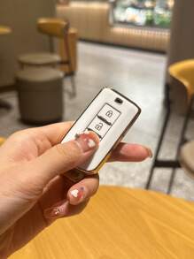 1pc Gold-trimmed White 3-button Tpu Car Key Protective Cover Case For Mitsubishi Cars - Multicolor - View 9